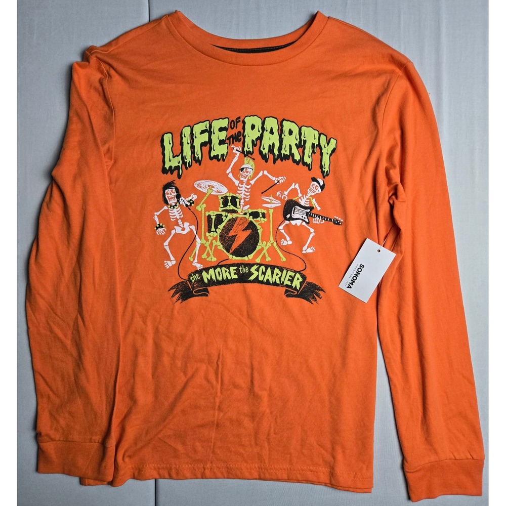 Sonoma Goods For Life Kids XL 18/20 Orange Halloween Skeleton Band Graphic Tee